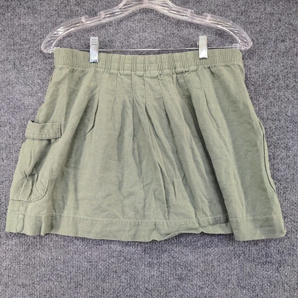 Old Navy Womens Pleated Skirt Green Size M Linen Blend Pockets - Picture 3 of 12